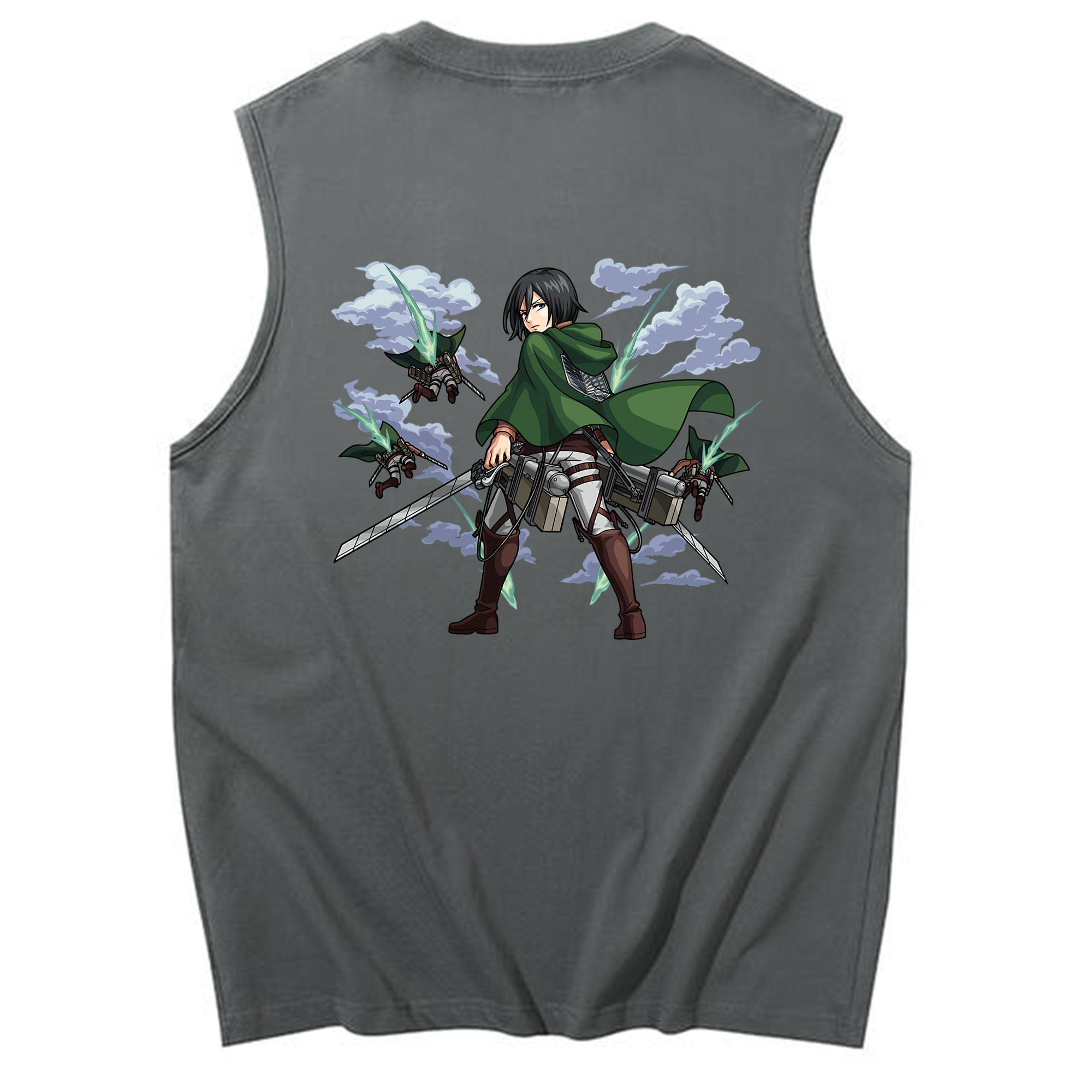 （画像用） 進撃の巨人 ミカサ·アッカーマン Attack on Titan Mikasa Ackerman コットン100％タンクトップ（背面プリント）